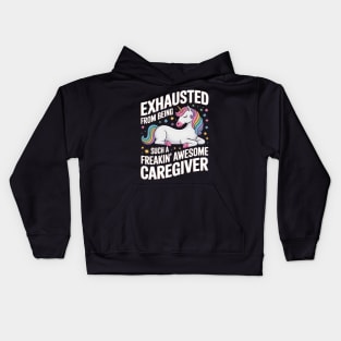 Exhausted From Being Awesome Caregiver Kids Hoodie